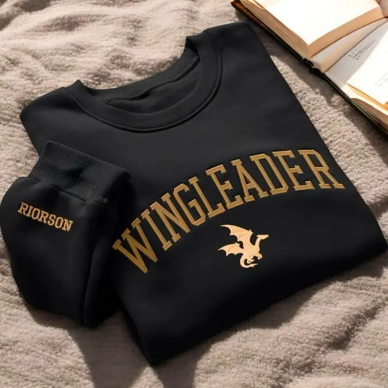Embroidered Wingleader Sweatshirt, Fourth Wing Merch, Bookish Merch, Booktok Onyx Storm Reader, Shadow Onyx Storm Shirt...