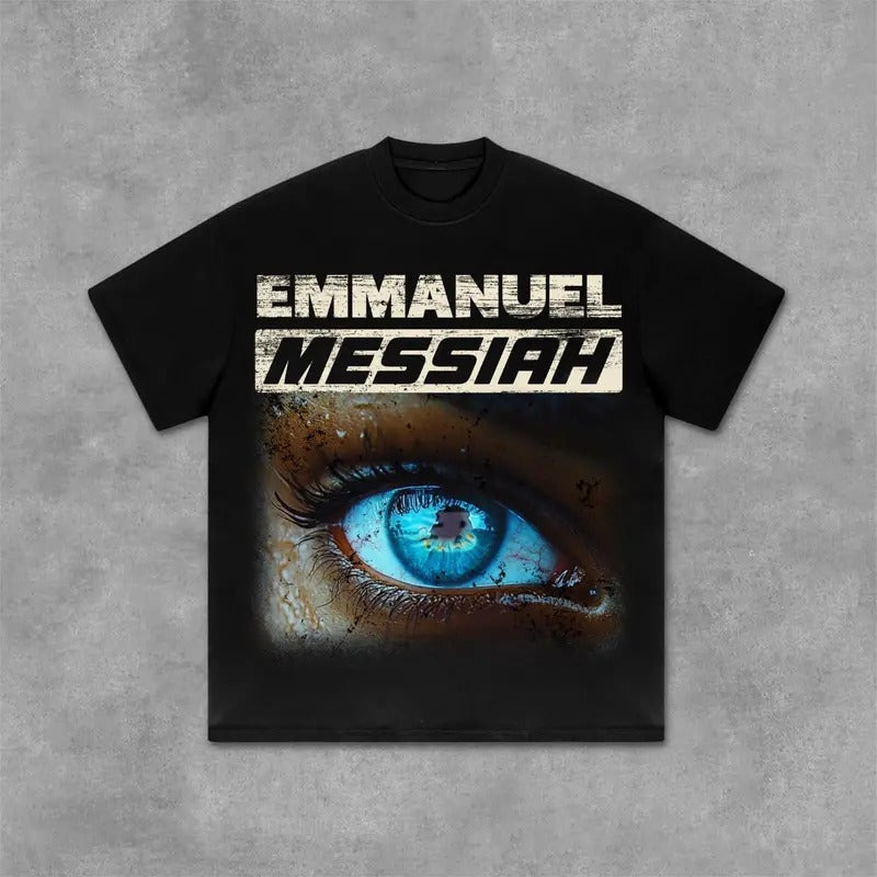 Emmanuel Eyes Old Retro Graphics Casual Graphic T-Shirt Y2K Clothing Graphic Tee Cotton Top Streetwearstyle{n002}2...