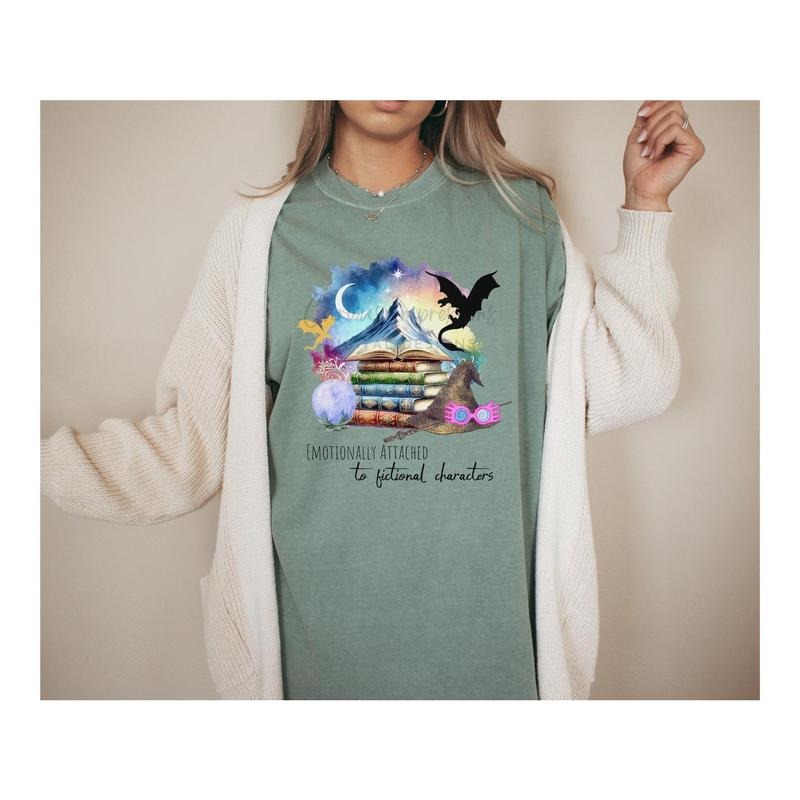 Emotionally Attached to Fictional Characters Shirt, Bookish Merch, Book Lover Sweatshirt, YA Fantasy, Booktrovert Png,...