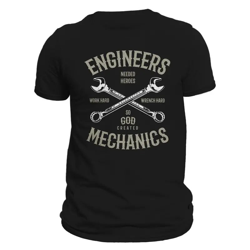 Engineers Needed Heroes So God Created Mechanics Men's T-Shirt Casual Classic Hoodie, Sweatshirt | HypeDripTees.com