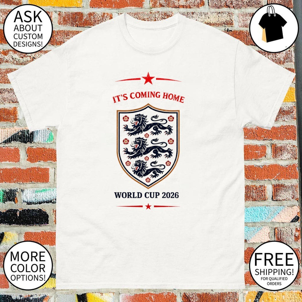 England Soccer Three Lions It’s Coming Home World Cup 2026 shirt