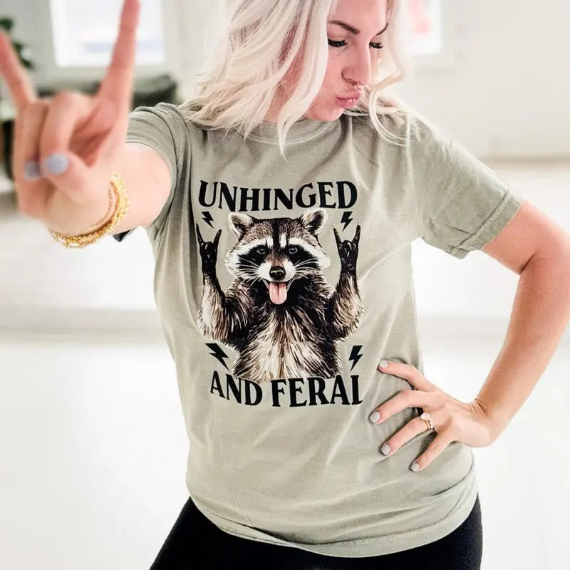 Envy Stylz Boutique Unhinged And Feral Raccoon Graphic T-Shirt Unisex Fit - Tee