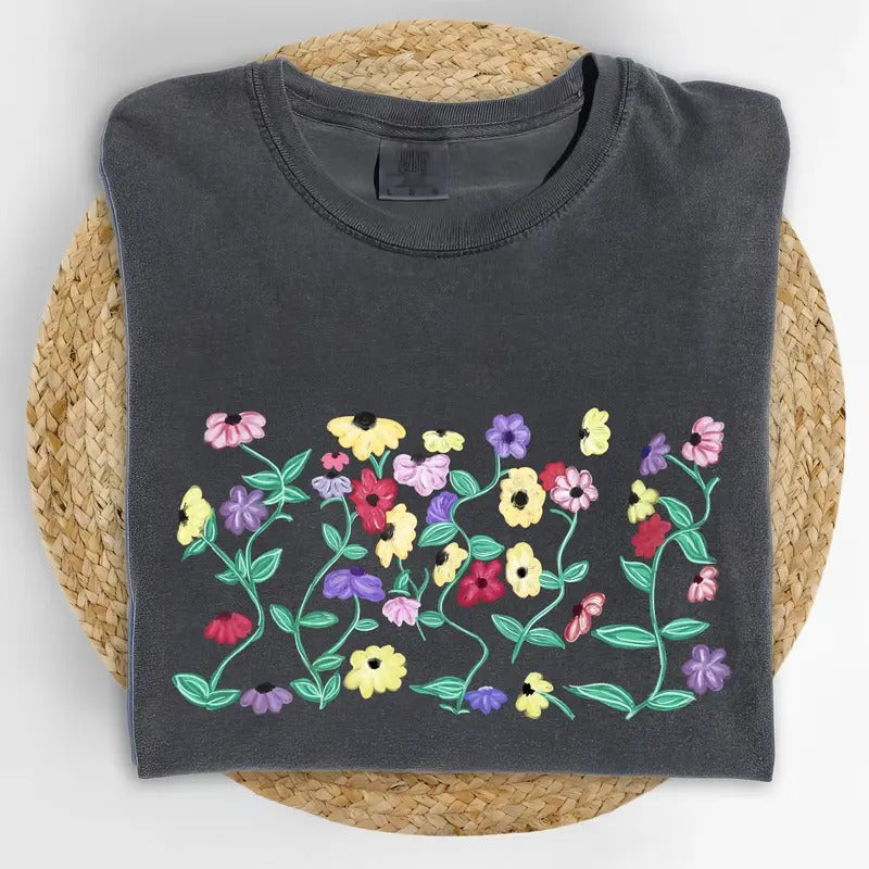 Eras Piano Flowers Comfort Colors Shirt, Piano Floral Graphic Tee, Watercolor Wildflowers Unhinged Tees, Nature Lovers...