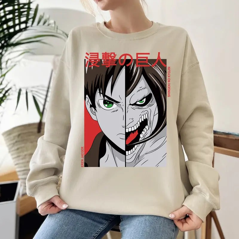 Eren Yeager 2 Form Anime Unisex T-Shirt, Sweatshirt, Hoodie | HypeDripTees.com