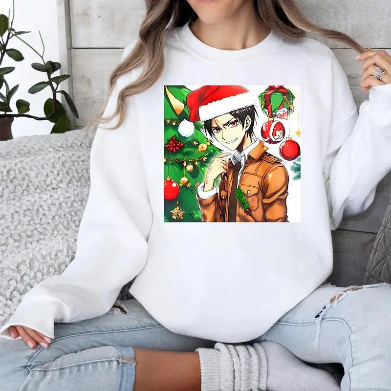 Eren Yeager Christmas Attack On Titan Anime Unisex T-Shirt, Sweatshirt, Hoodie | HypeDripTees.com