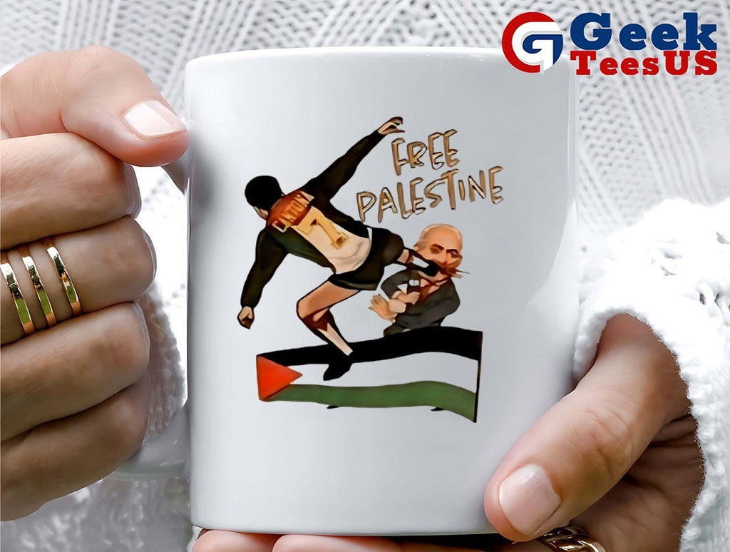 Eric Cantona Free Palestine kung-fu kick to Israeli PM Netanyahu shirt