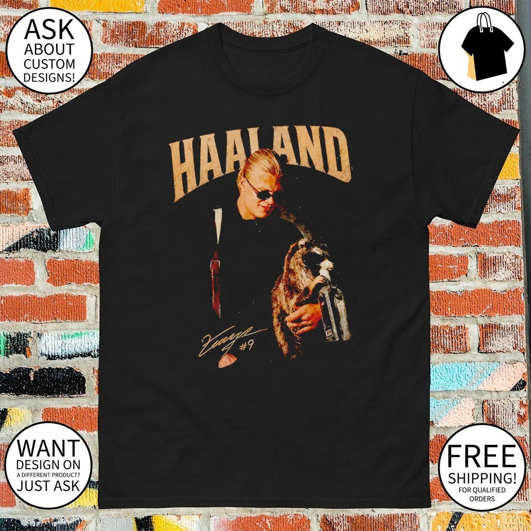 Erling Haaland hug Raccoon meme Norway Soccer World Cup 2026 signature shirt