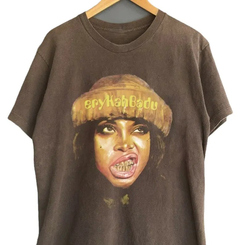 Erykah 90s Music Rock, Gifts for Fans, Graphic tour Shirt, Erykah Badu concert Shirt Classic Cotton Unisex Tshirt Fabric...
