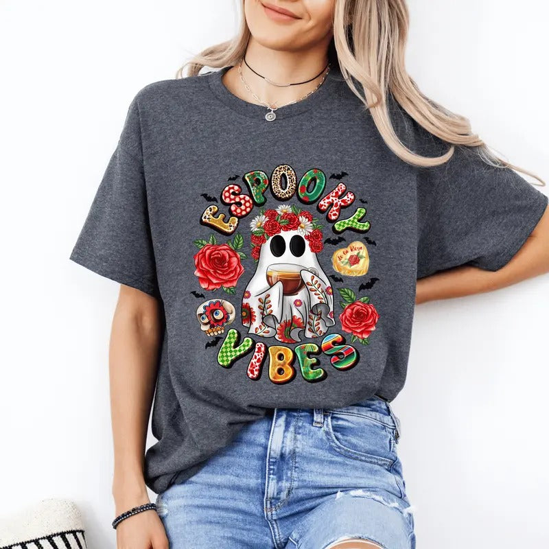 Espooky Vibes  Casual Everyday Relaxed Halloween Unisex T-Shirt. Hoodie, Sweatshirt | HypeDripTees.com