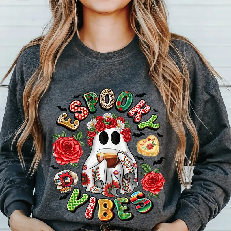 Espooky Vibes Casual Everyday Softstyle Halloween Unisex Pullover Crewneck Sweatshirt. T-Shirts, Hoodie | HypeDripTees.com