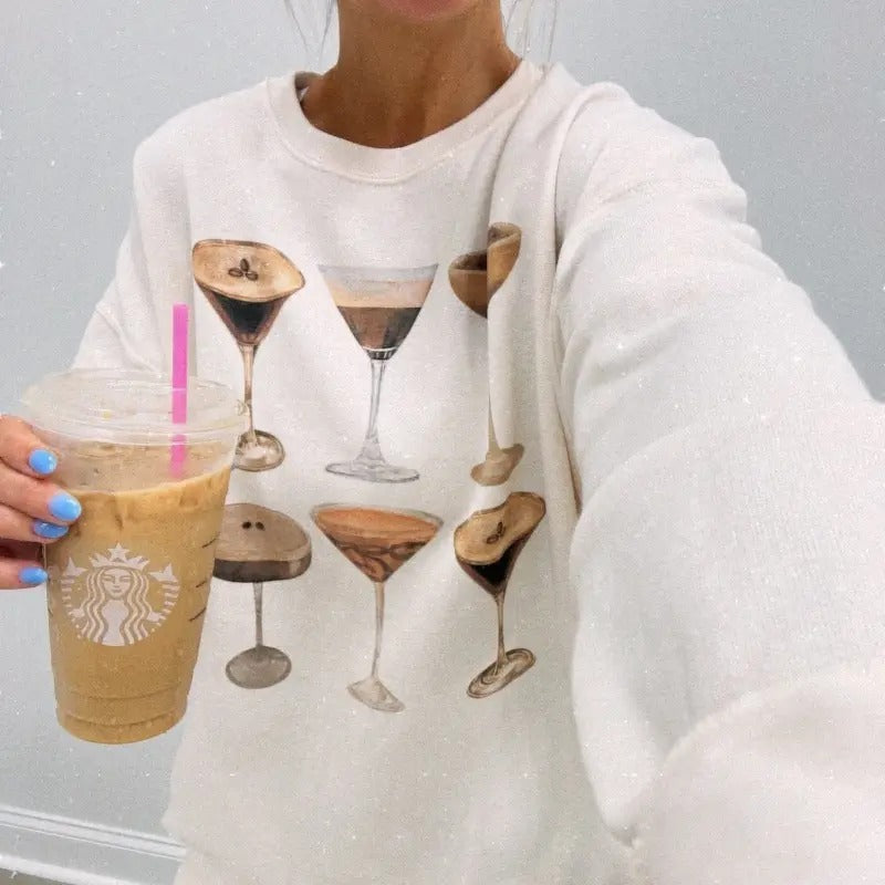 'Espresso Martini' Crewneck Sweatshirt Comfort Cocktail Womenswear T-Shirts, Hoodie | HypeDripTees.com