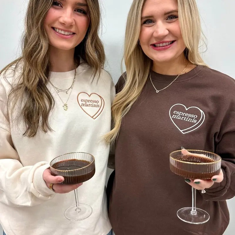 'Espresso Martini Candy Heart' Crewneck Sweatshirt T-Shirts, Hoodie | HypeDripTees.com