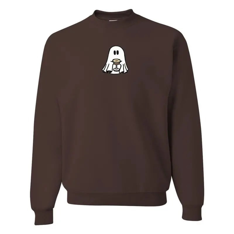 'Espresso Martini Ghost' Embroidered Crewneck Sweatshirt T-Shirts, Hoodie | HypeDripTees.com