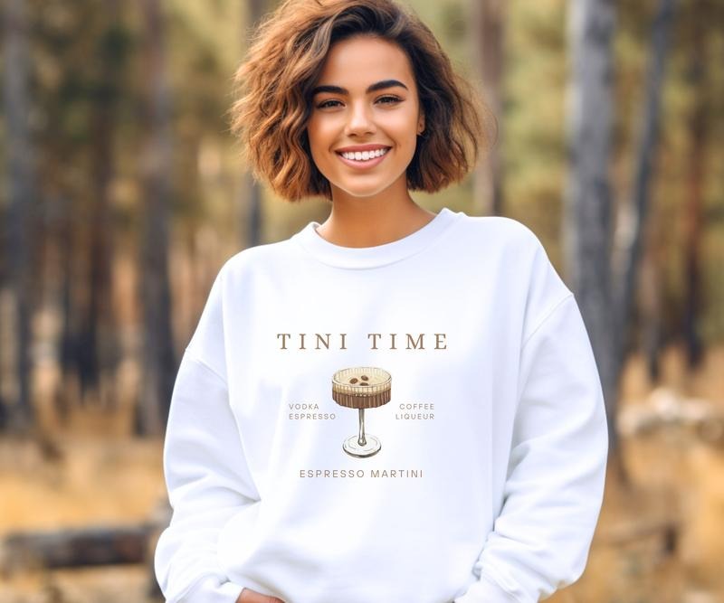Espresso Martini Tini Time Crewneck Sweatshirt T-Shirts, Hoodie | HypeDripTees.com