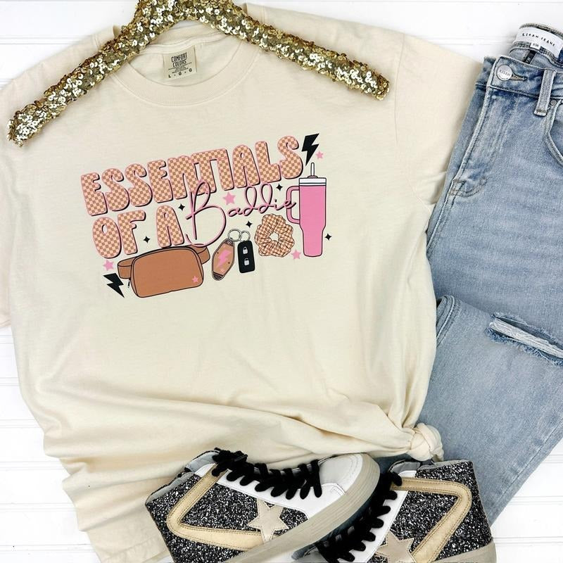 Essentials Of A Baddie Comfort Colors T-Shirt Hoodie, Sweatshirt | HypeDripTees.com