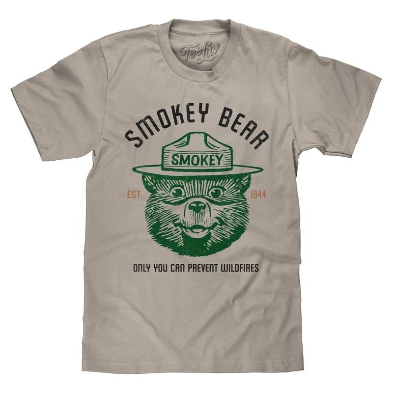 Est 1944 Smokey Bear Shirt Only You Can Prevent Wildfires T-Shirt - Light Gray Hoodie, Sweatshirt | HypeDripTees.com