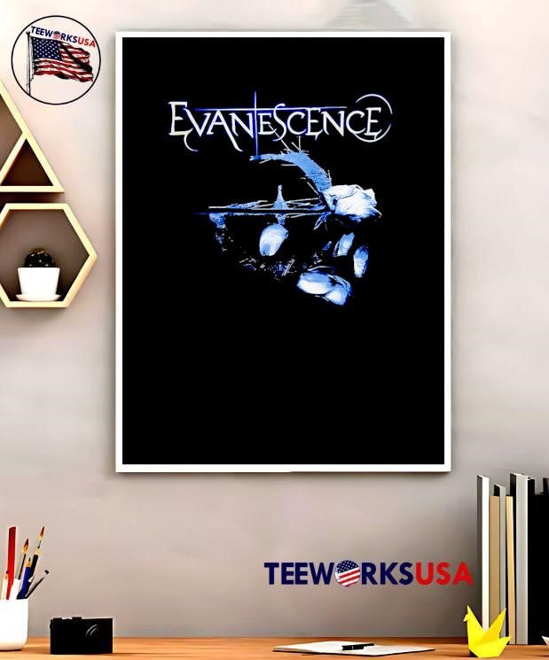 Evanescence Rose Logo Print Black T-Shirt