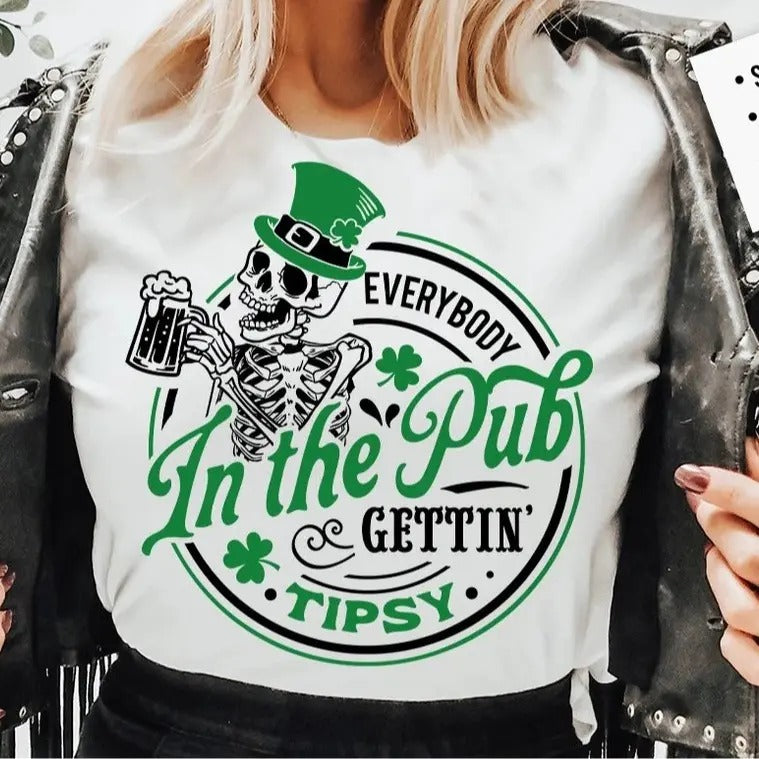 Everybody in the pub gettin tipsy Vintage Tee, St Paddy's Crewneck Sweatshirt, St Patricks Day Hoodie | HypeDripTees.com