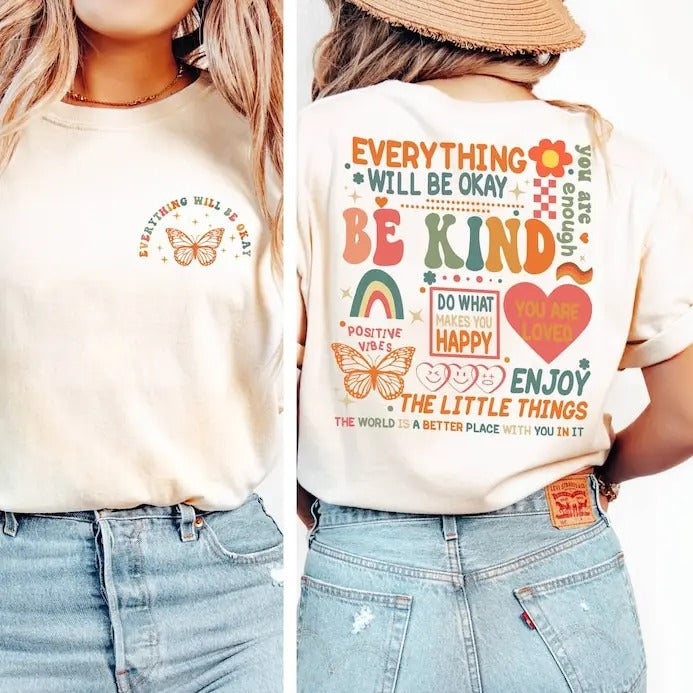 Everything Will Be Okay Shirt, Aesthetic Mental Health Retro Shirt, Self Growth Shirt, Positive Shirt, Therapy Mental...