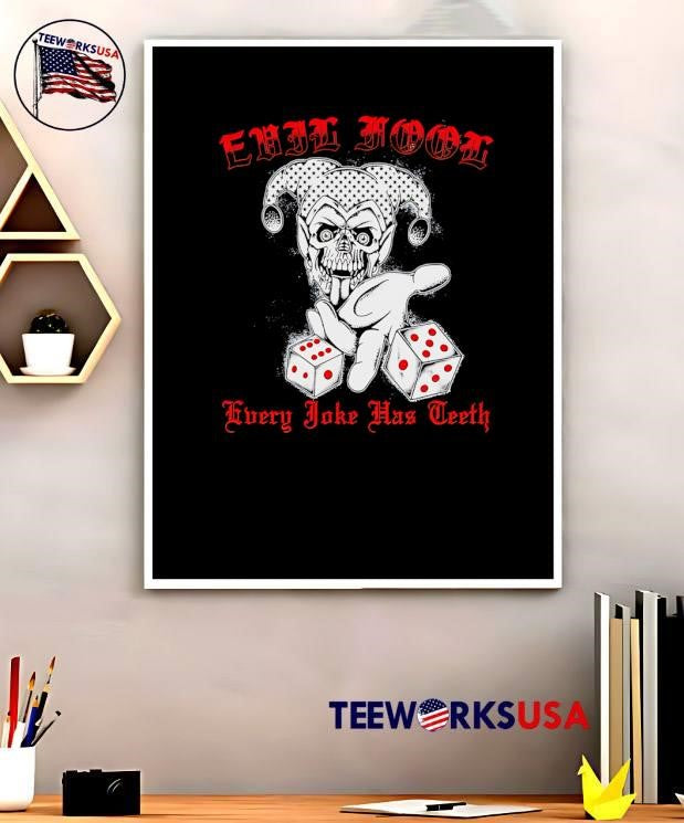 Evil Fool Every Joke Has Teeth Jester Rolling Dice T-Shirt