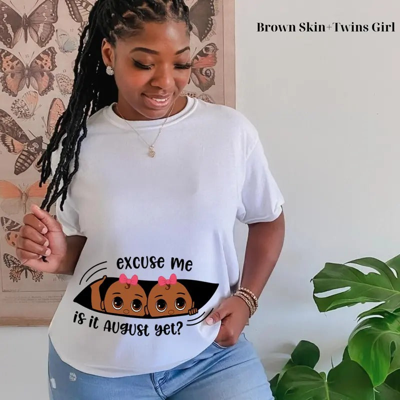 Excuse Me Is It August Yet Pregnancy Announcement Shirt Maternity Baby Reveal Tee Baby Shower Gift Hoodie, Sweatshirt