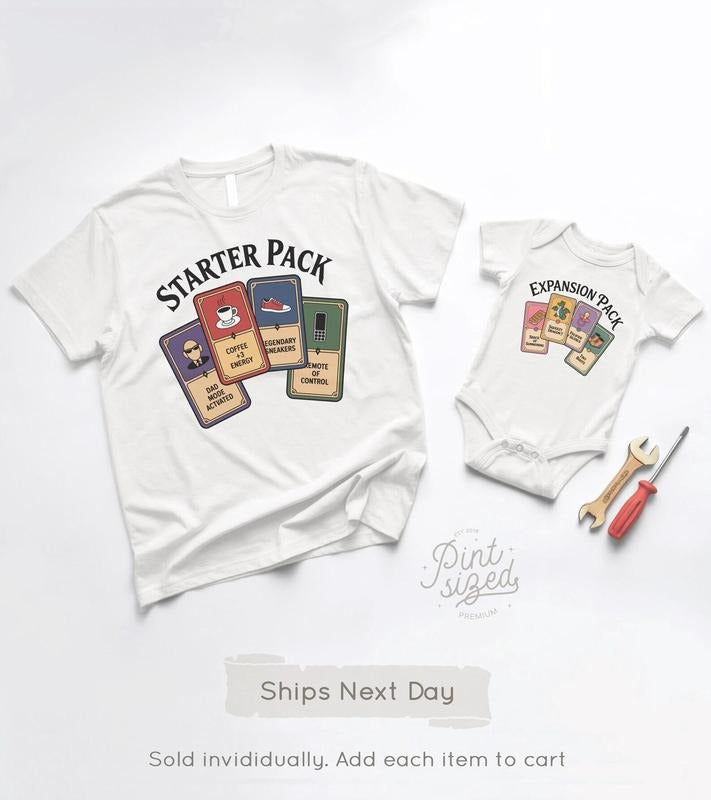 Father's Day Shirt 2025 - Starter Pack/Expansion Pack - Funny Nerd Dad Shirts - Girl Dad Fathers Day Gift
