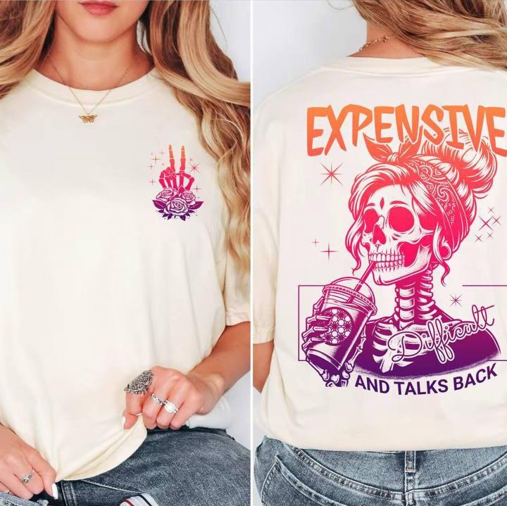 Expensive Difficult And Talks Back Shirt, Mom Skeleton Hoodie, Sarcastic Wife Sweatshirt | HypeDripTees.com