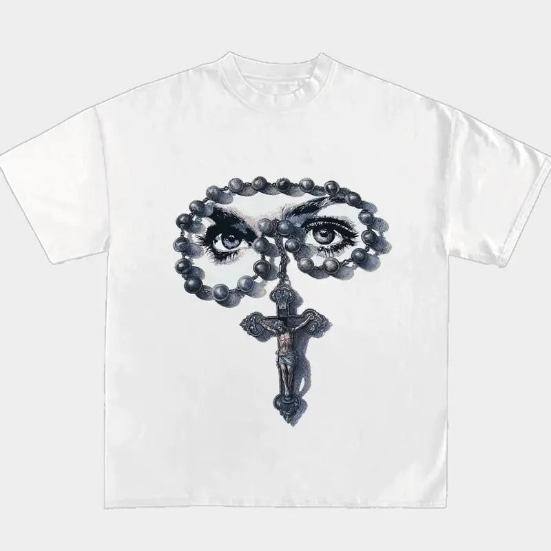 Eye The Cross Retro T Shirt Gothic Harajuku Graphic Goth Y2k Clothing Hoodie, Sweatshirt | HypeDripTees.com