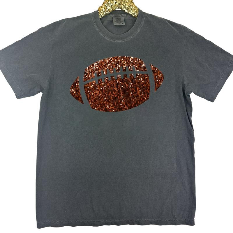 FAUX Glitter Football Comfort Colors T-Shirt Hoodie, Sweatshirt | HypeDripTees.com