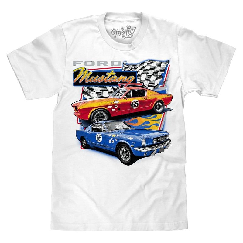 Faded Ford Mustang 65 Racecar T-Shirt - White Hoodie, Sweatshirt | HypeDripTees.com