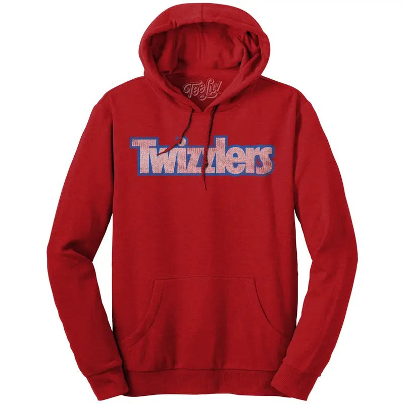 Faded Twizzlers Candy Logo Hooded Sweatshirt - Red T-Shirts, Hoodie | HypeDripTees.com