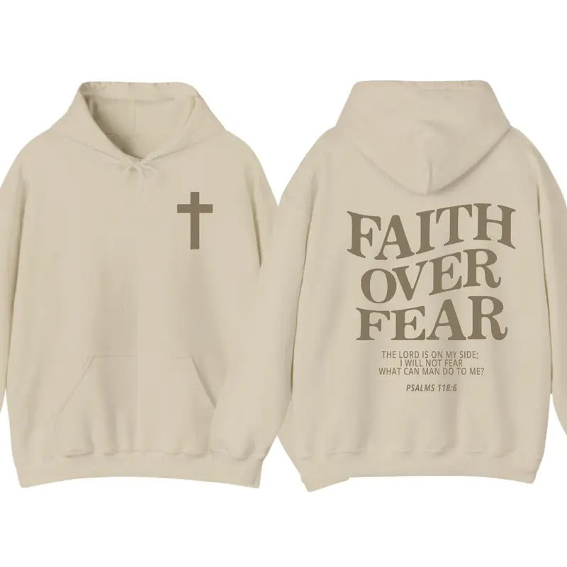 Faith Over Fear 2 Sided Hoodie, Christian Hoodie For Women And Men, Trendy Shirt Sweatshirt | HypeDripTees.com