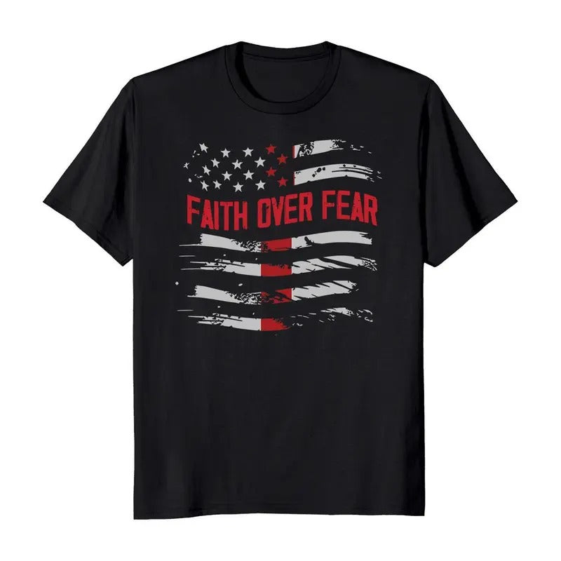 Faith Over Fear American Flag Patriotic T-Shirt Hoodie, Sweatshirt | HypeDripTees.com