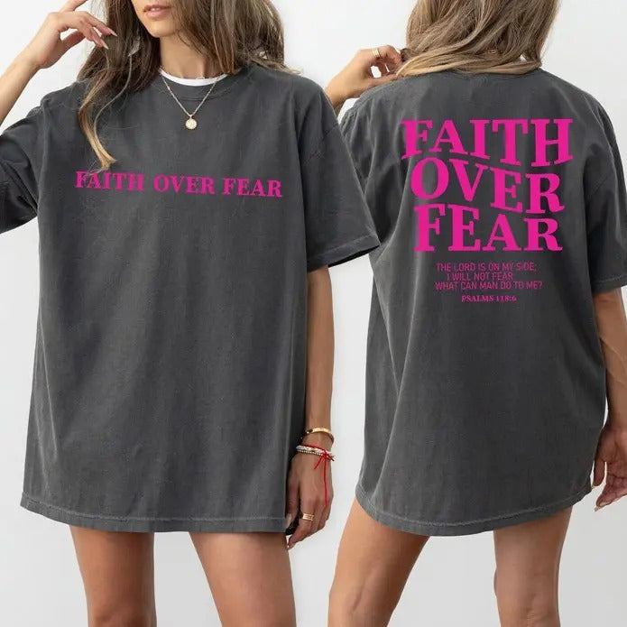 Faith Over Fear Christian Shirt, Jesus Shirts, Trendy Shirt, Bible Verse Shirt, Aesthetic Clothes, Christian  T-shirt,...