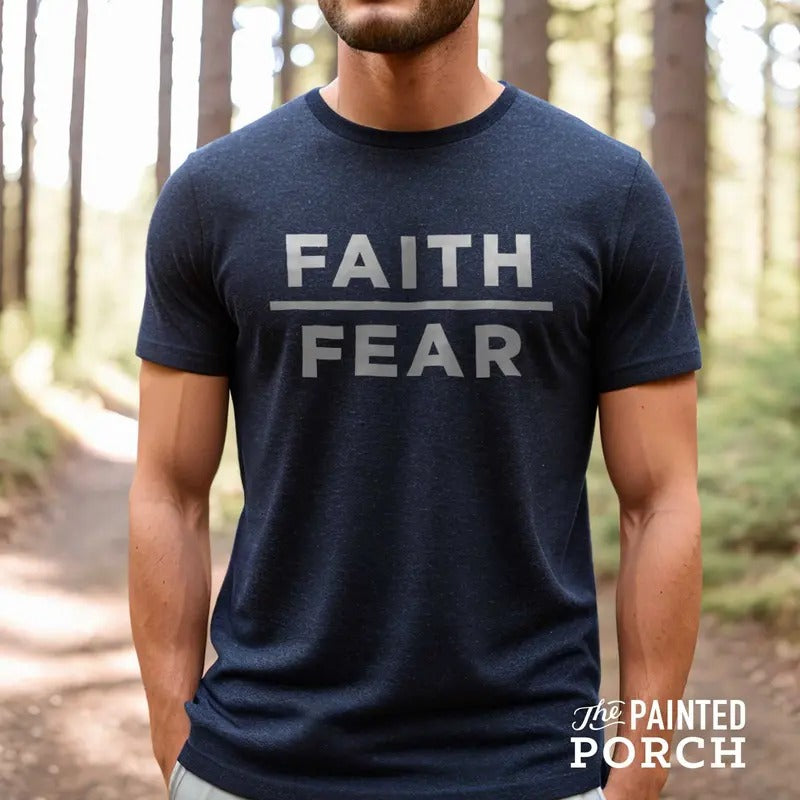 Faith Over Fear Mens Christian Shirt Mens Christian Gifts Faith Shirt Cool Christian Shirts For Men Trendy Christian Mens...