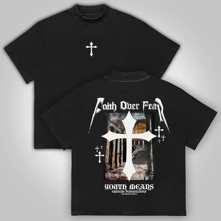Faith Over Fear Oil Painting Print Cotton T-Shirt graphic  tee mens  clothing Hoodie, Sweatshirt | HypeDripTees.com