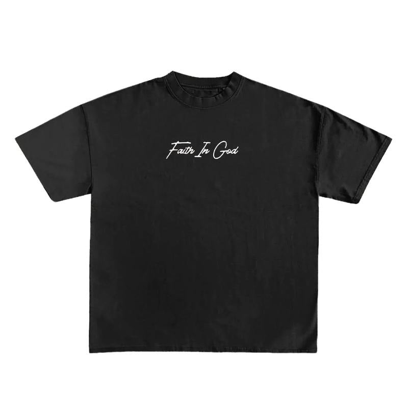Faith Over Fear Print Short Sleeve T-Shirt Menswear Top Day Underwear Tshirt Streetwear Crewneck Shortsleeve Round Neck...