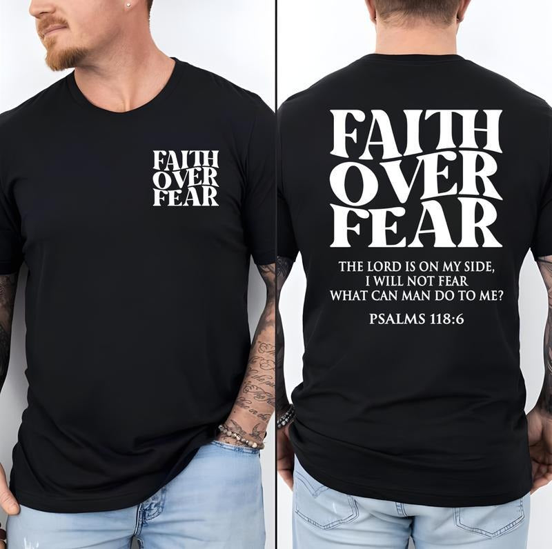 Faith Over Fear Tee Shirt, Christian T-Shirts, Jesus Shirt, Trending Shirt Summer, Classic Cotton Short Sleeve Top for...