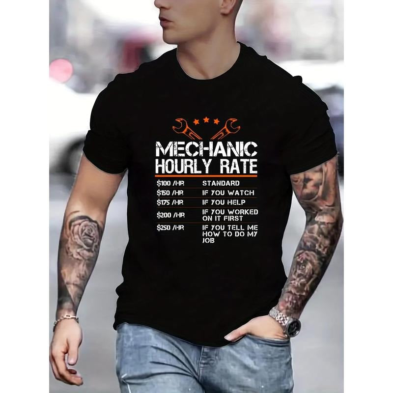 [Mechanic Hourly Rate T-Shirt] Humorous  Men's Casual Easter T-Shirt