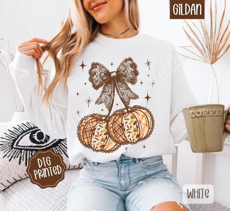 Fall Pumpkin Cherries Autumn Bow T-Shirts, Hoodie, Sweatshirt