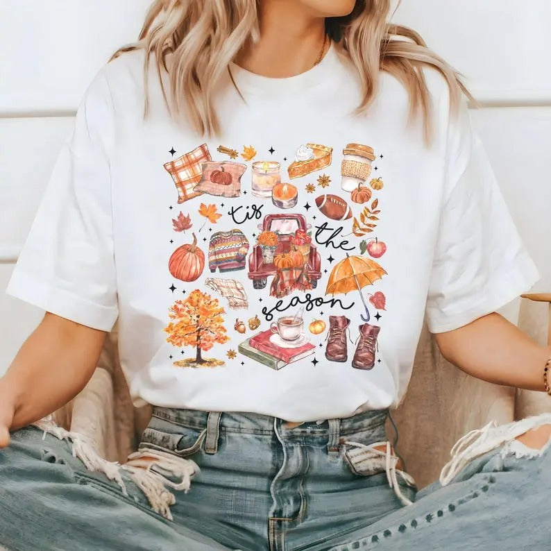 Fall Shirt - 'Tis the Season' Football Shirt, Women's Fall Tee, Perfect for Pumpkin Season and Fall Harvest, Autumn...