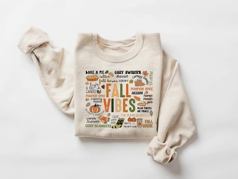 Fall Vibes Sweatshirt, Autumn T-Shirt, Pumpkin Shirt, Thanksgiving Hoodie | HypeDripTees.com