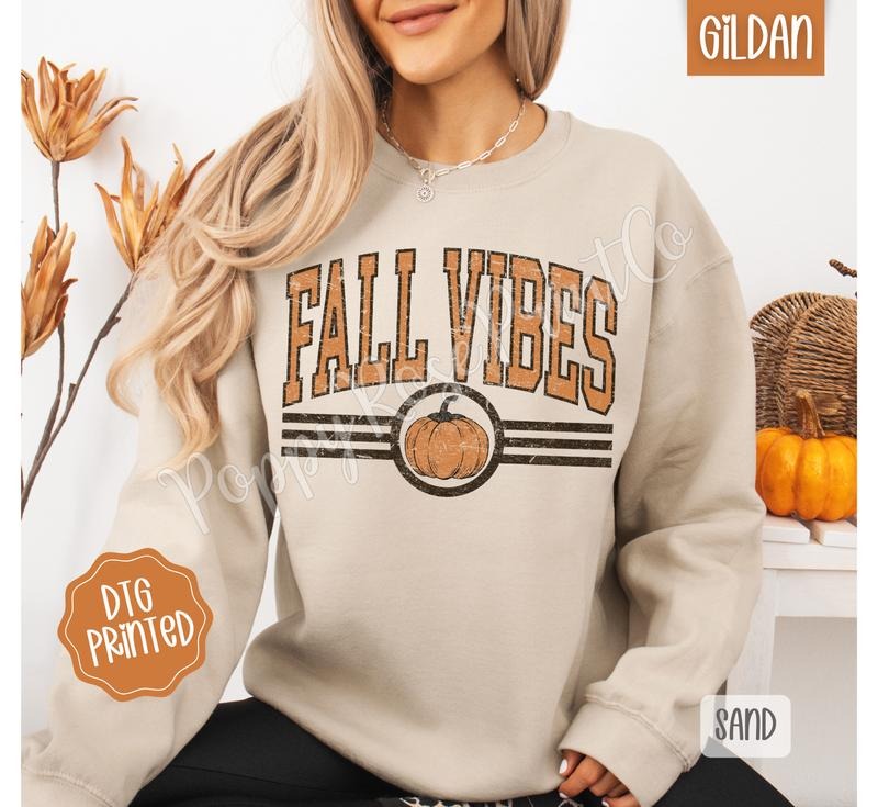 Fall Vibes Sweatshirt, Trendy Women's Autumn Crewneck T-Shirts, Hoodie | HypeDripTees.com