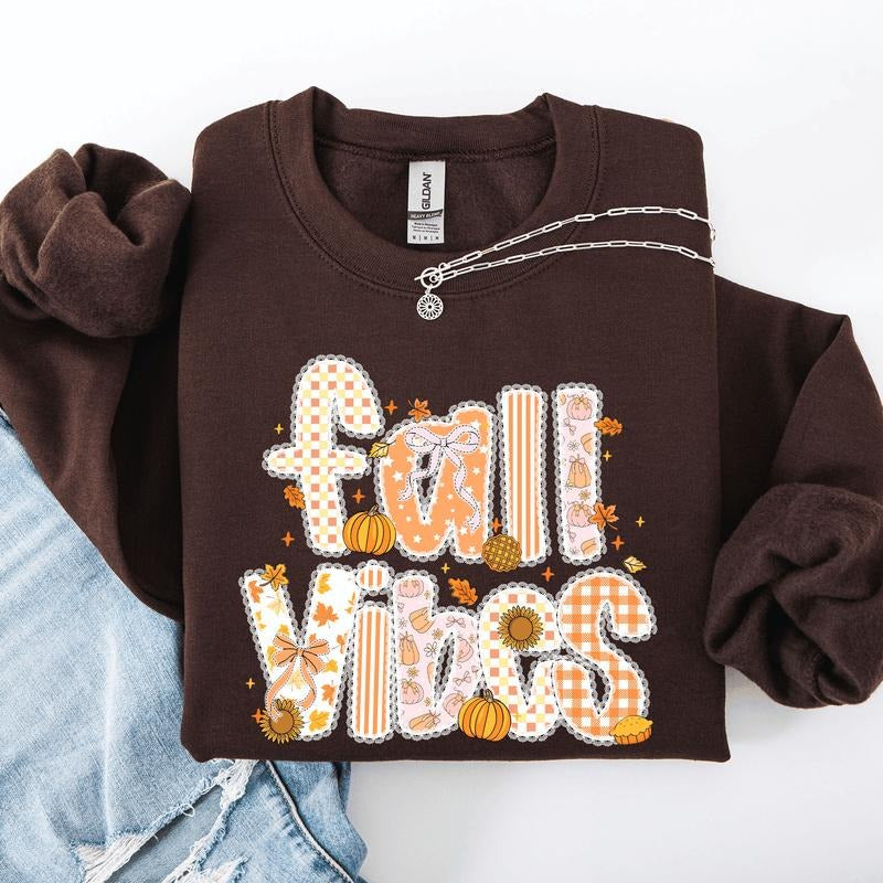 Fall Vibes, Patterns, Halloween, Pumpkin, Autumn Sweatshirt T-Shirts, Hoodie | HypeDripTees.com
