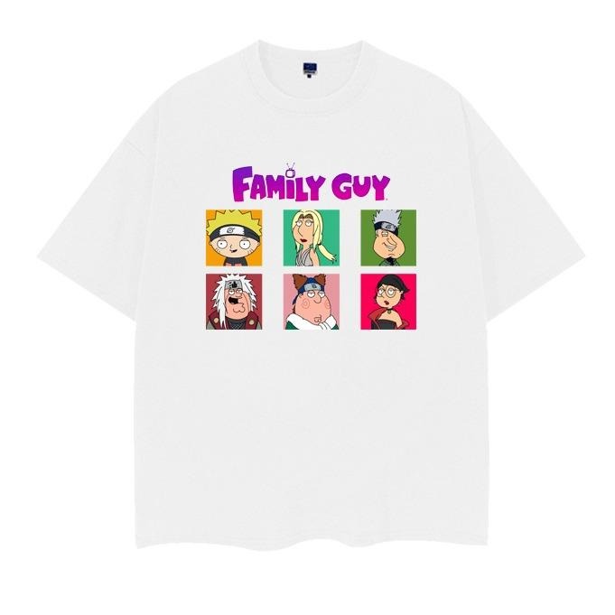Family Guy "Shippuden" Vintage Oversized Tee Anime T-shirt 100% Cotton Original Design Men's Top White Casual Hoodie,...