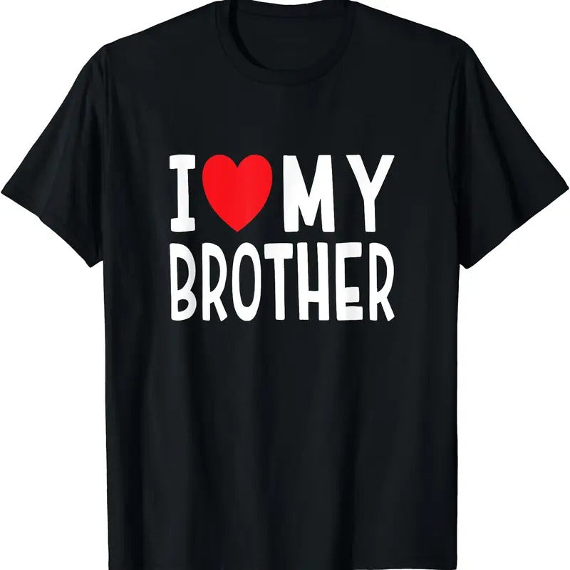 Family Sibling I Love My Brother Heart T-Shirt, Unisex Cotton Tee Gifts Hoodie, Sweatshirt | HypeDripTees.com