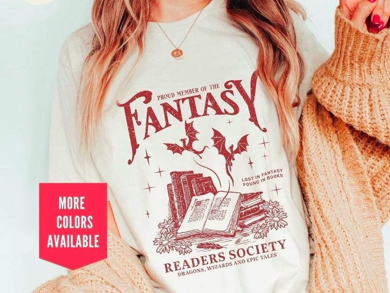 Fantasy Readers Society Shirt, Bookish Shirt for Romance Readers, Vintage Reading Shirt for Women, Fantasy Reader Shirt,...
