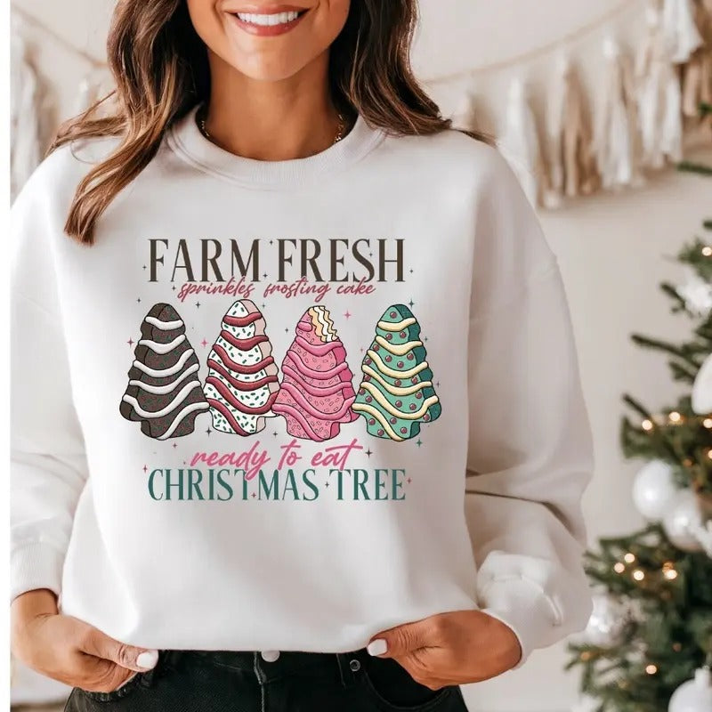 Farm Fresh Cakes Glitter Fleece Crewneck Sweatshirt T-Shirts, Hoodie | HypeDripTees.com