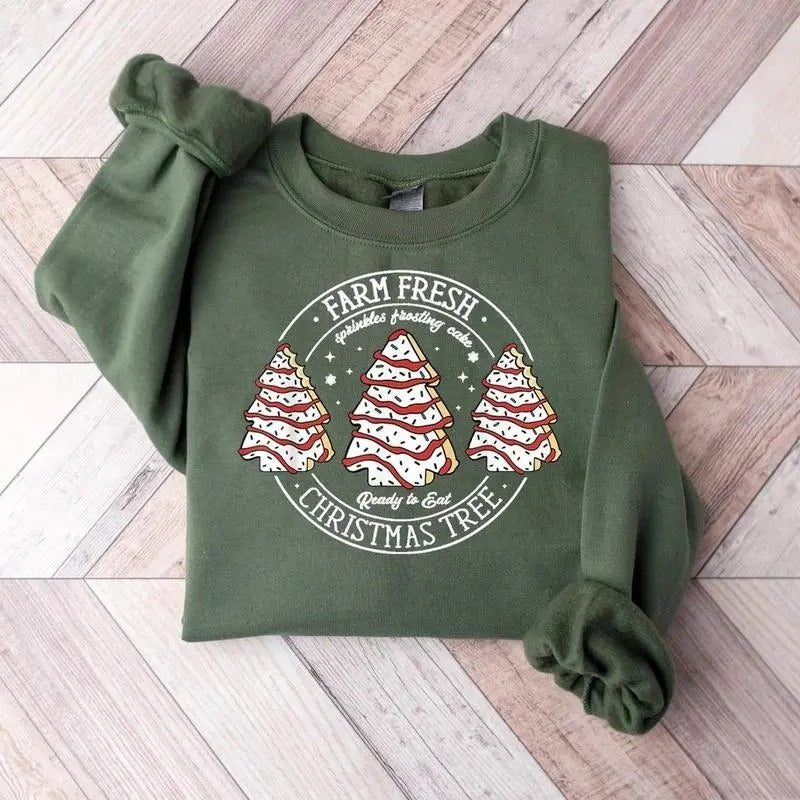Farm Fresh Christmas Tree Cakes Shirt,Christmas Cake Sweatshirt,Christmas Tree Farm Shirt,Funny Christmas...