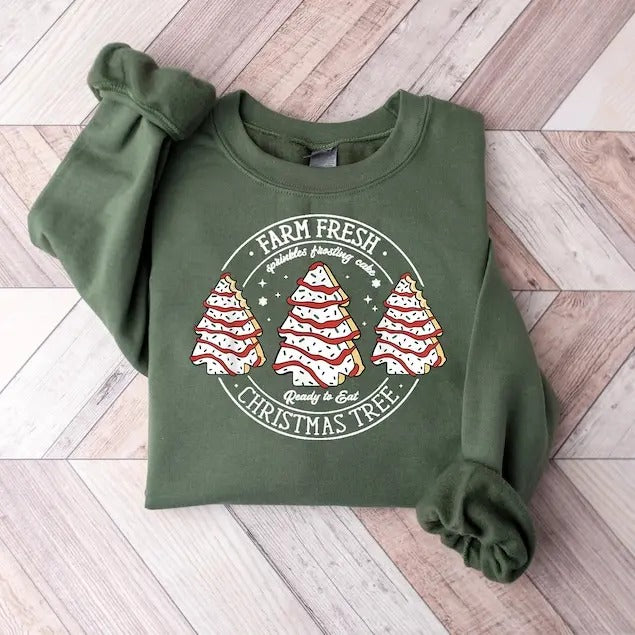 Farm Fresh Christmas Tree Shirt, Christmas Tree Cake Shirt, Christmas Cake Hoodie xmas sweater Sweatshirt | HypeDripTees.com